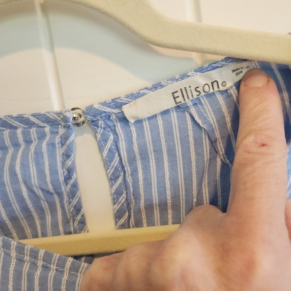 Blue and White Striped Blouse with Lace Hem From Revolve - Picture 6 of 8